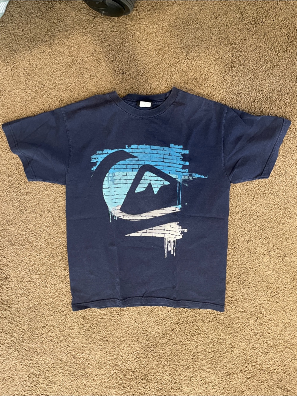 Quiksilver Navy Short Sleeve Tee with Red Logo Tag